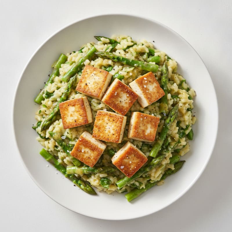 Wild Garlic Tofu Risotto with Asparagus