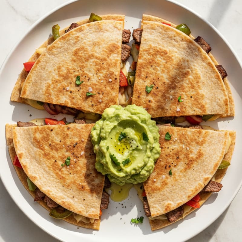 Carne Asada Quesadillas with Guacamole
