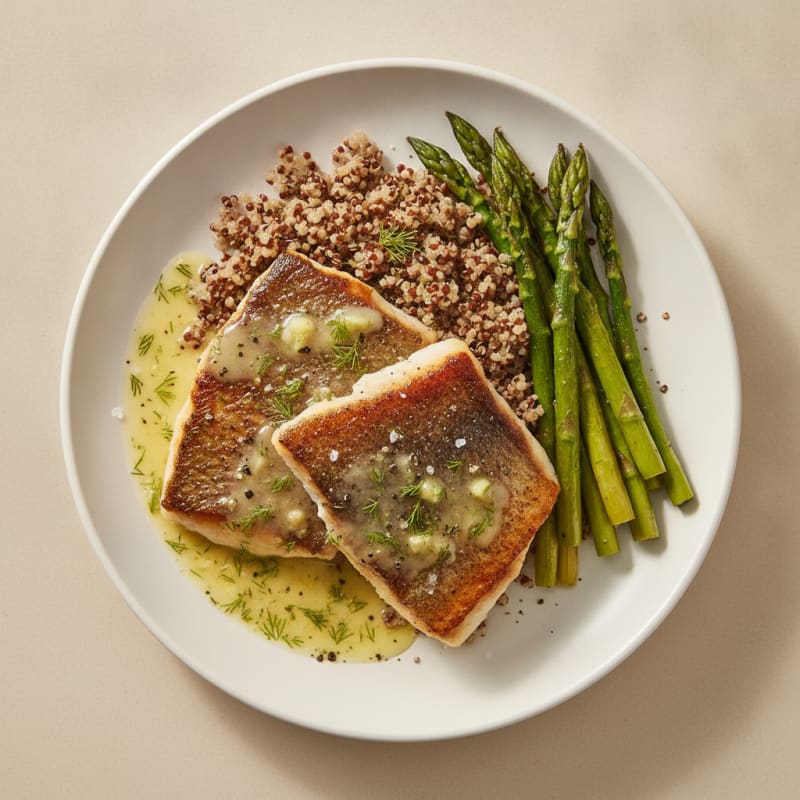 Pan-Seared Sea Bass with Lemon-Dill Sauce