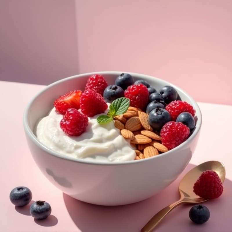 Silky Greek Yogurt Protein Bowl with Mixed Berries and Almonds