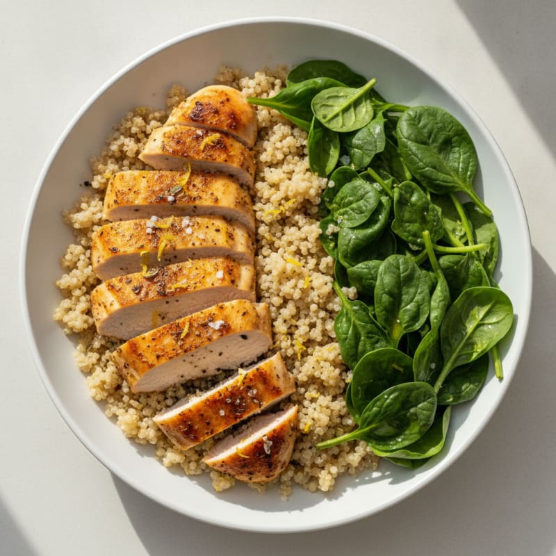 Lemon-Herb Chicken with Quinoa and Greens