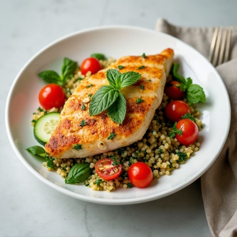 Pan-Seared Chicken with Fresh Herb Quinoa Salad