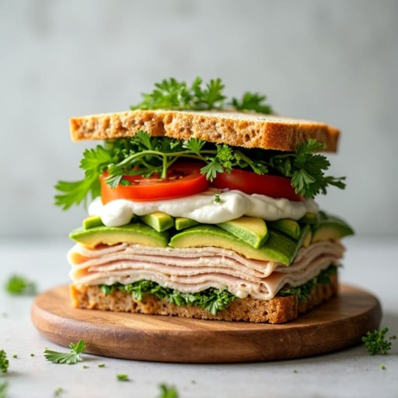 Stacked Turkey Club with Fresh Herbs