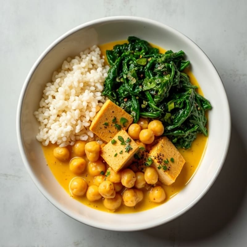 Creamy Coconut Chickpea and Spinach Curry Bowl