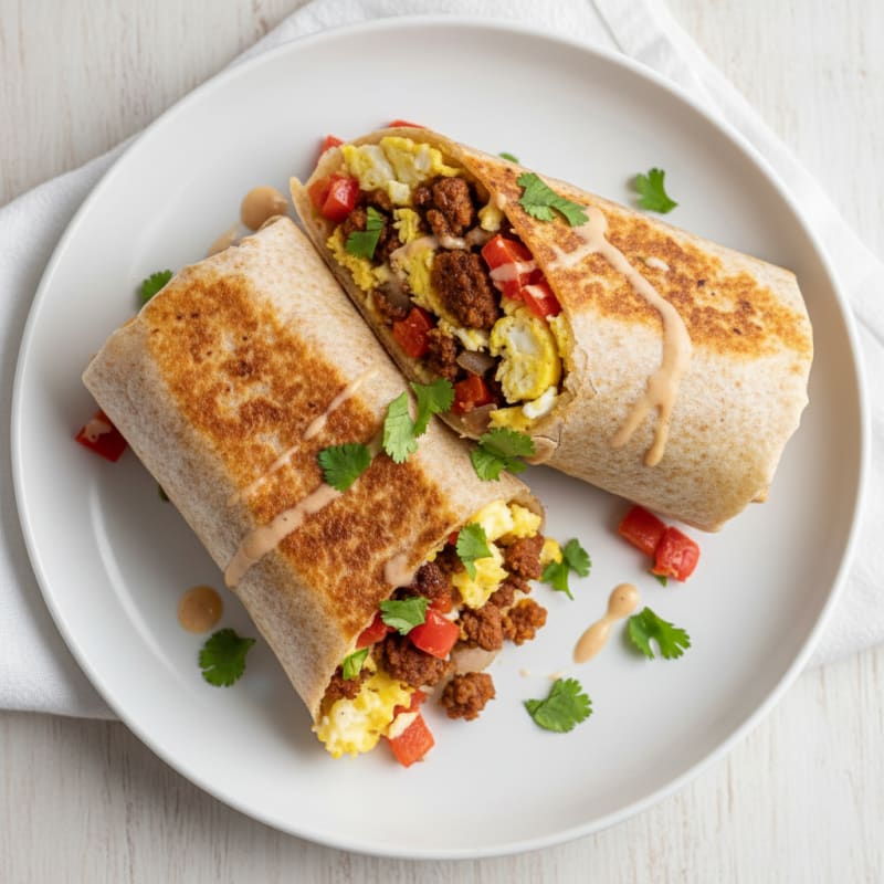 Crispy Chorizo and Egg Breakfast Burrito