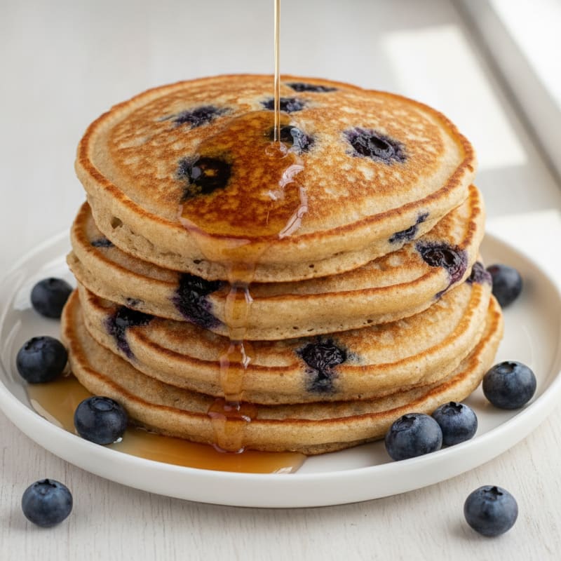 High-Protein Blueberry Oat Pancakes