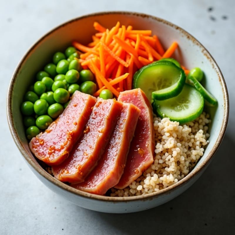 Fresh Soy Sesame Tuna Bowl with Crunchy Vegetables