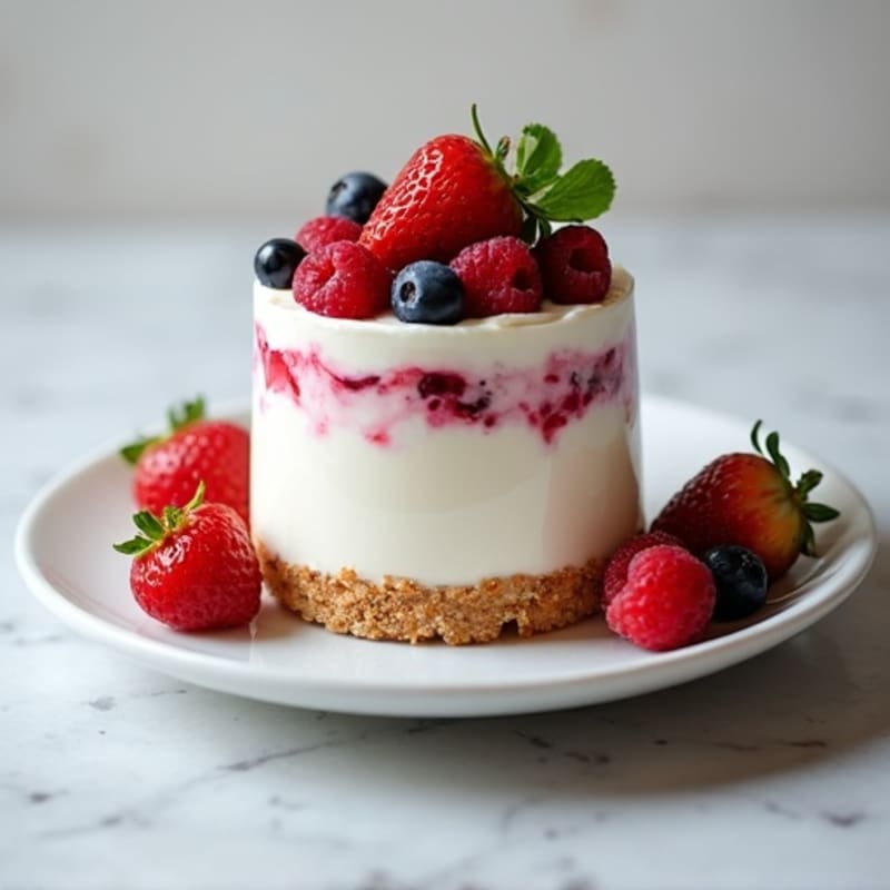 Greek Yogurt Protein Cheesecake with Mixed Berries