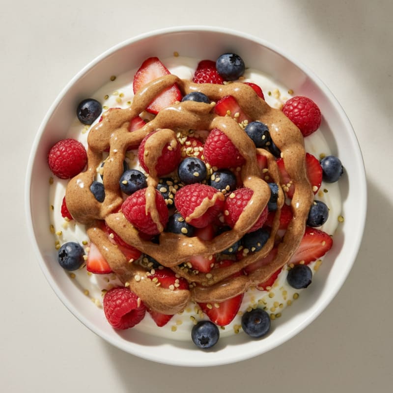 Greek Yogurt Parfait with Mixed Berries and Almond Butter
