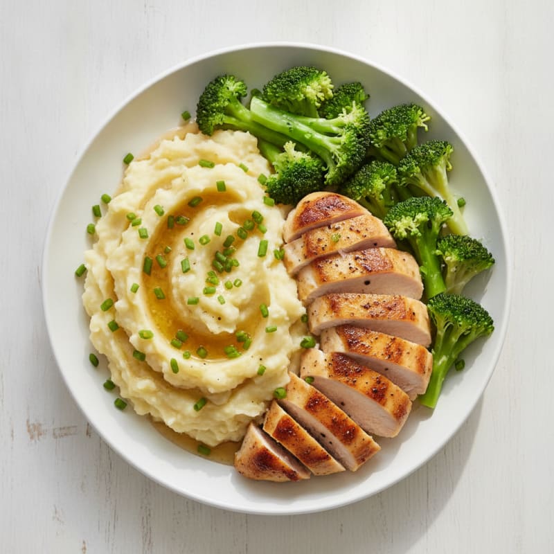 Buttery Garlic Mashed Potatoes with Roasted Chicken