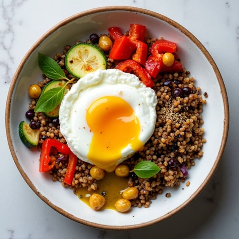 Crispy Lentil Quinoa Power Bowl with Roasted Vegetables