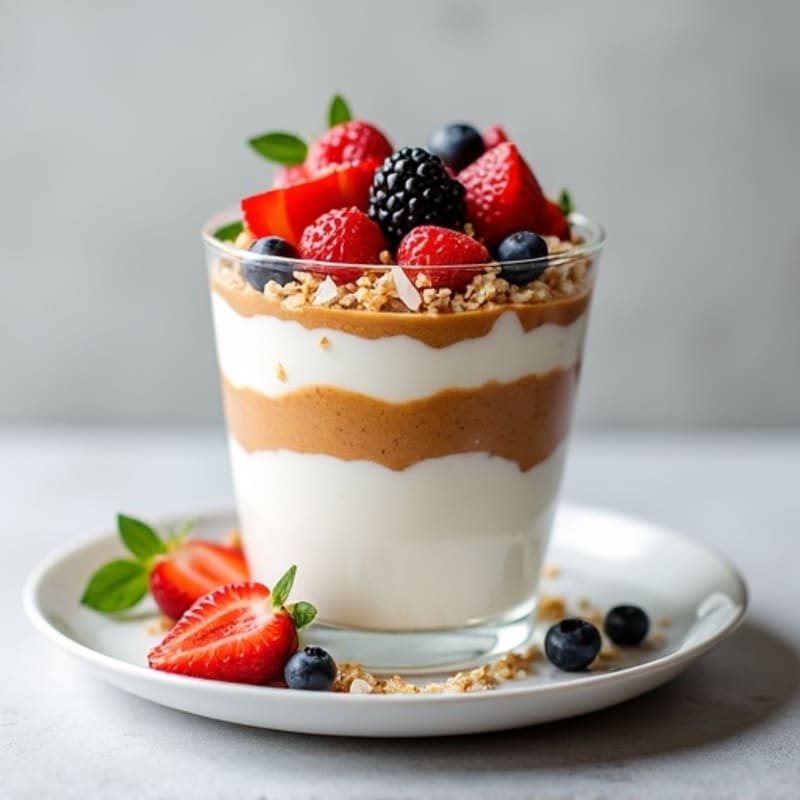 Creamy Greek Yogurt Parfait with Almond Butter and Mixed Berries