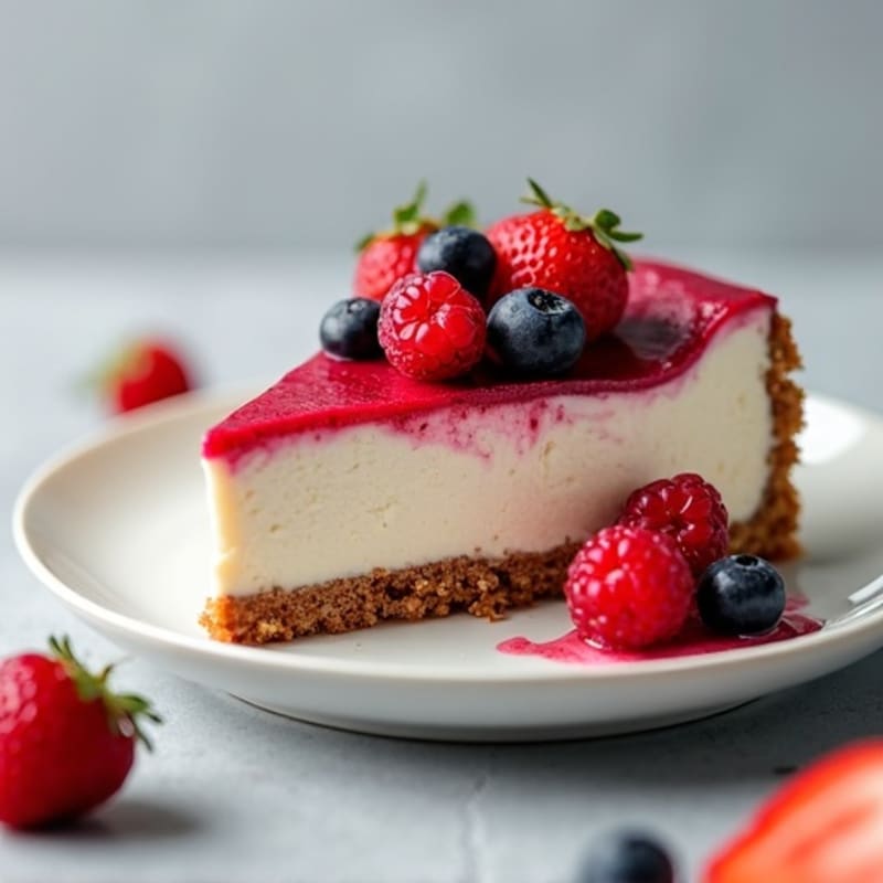 Greek Yogurt Protein Cheesecake with Mixed Berries