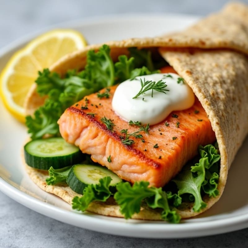 Fresh Lemon Dill Salmon Wrap with Crunchy Greens