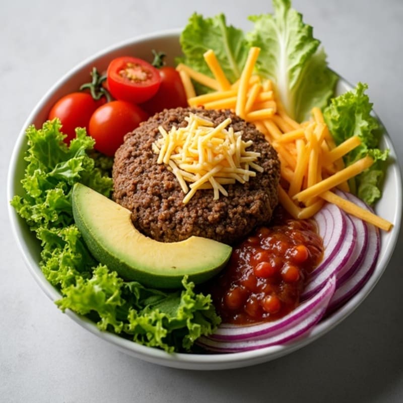 Lean Ground Beef Cheeseburger Bowl