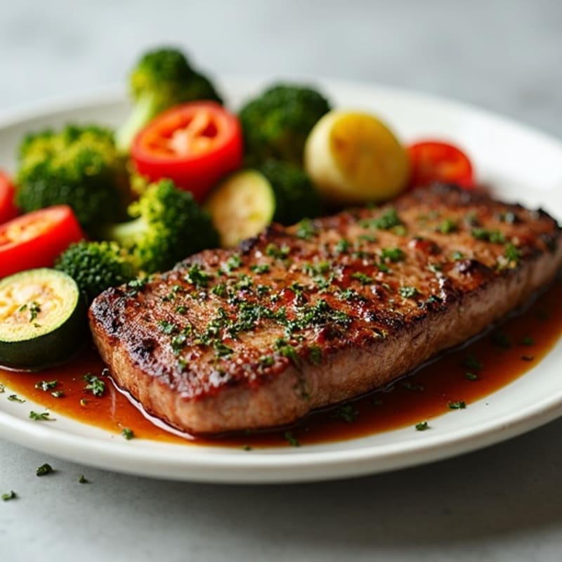 Garlic-Herb Crusted Sirloin with Roasted Vegetables