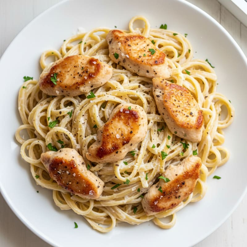 Garlic Parmesan Chicken Alfredo with Fettuccine