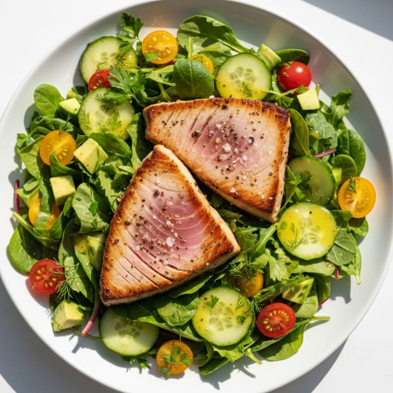 Pan-Seared Tuna with Zesty Lemon-Herb Salad
