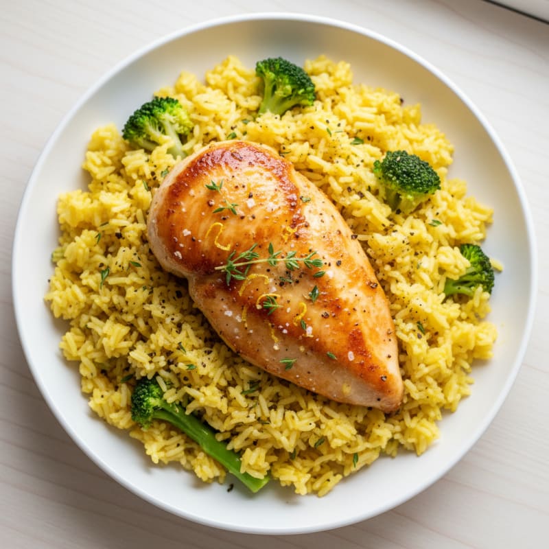 Crispy Lemon Herb Chicken with Golden Rice