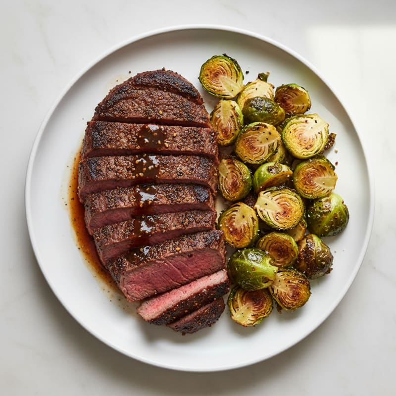 Smoky Grilled Steak with Crispy Brussels Sprouts