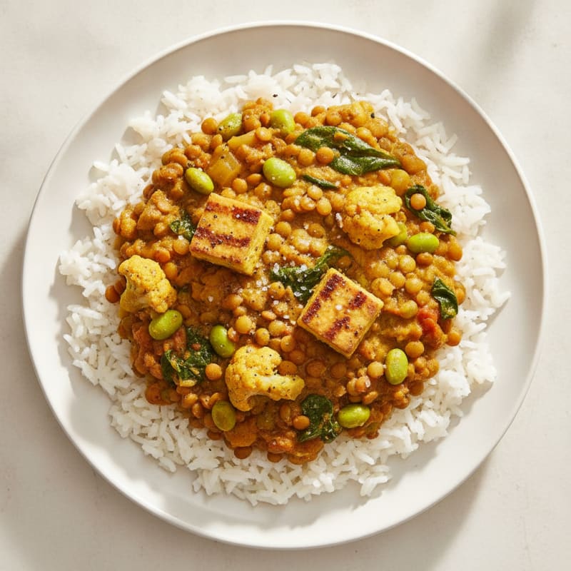 Lentil and Vegetable Curry with Basmati Rice