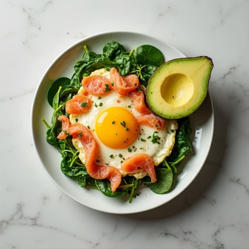 Smoked Salmon and Spinach Egg White Scramble with Avocado