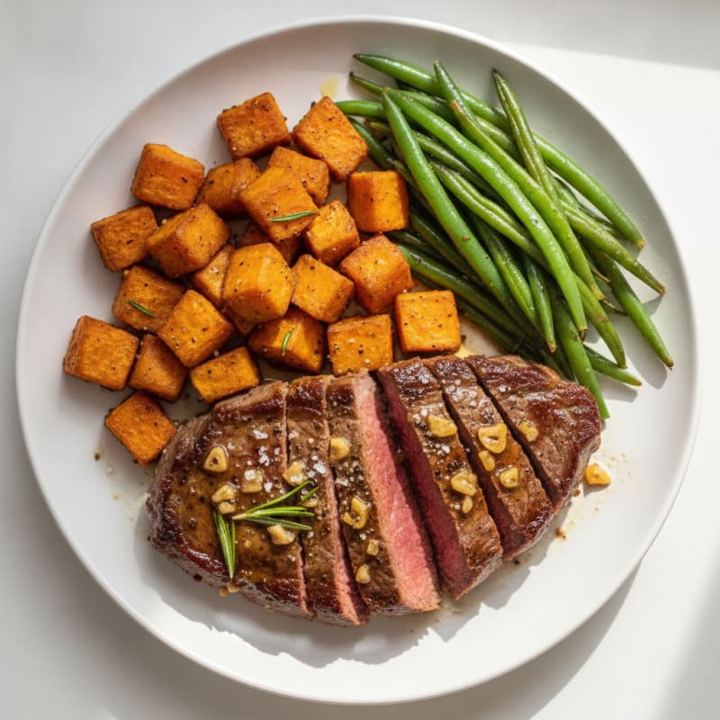 Garlic Herb Steak with Roasted Sweet Potatoes