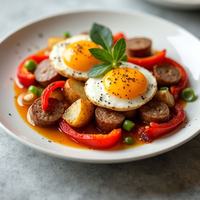 Healthy Chicken Sausage and Roasted Potato Bake with Bell Peppers