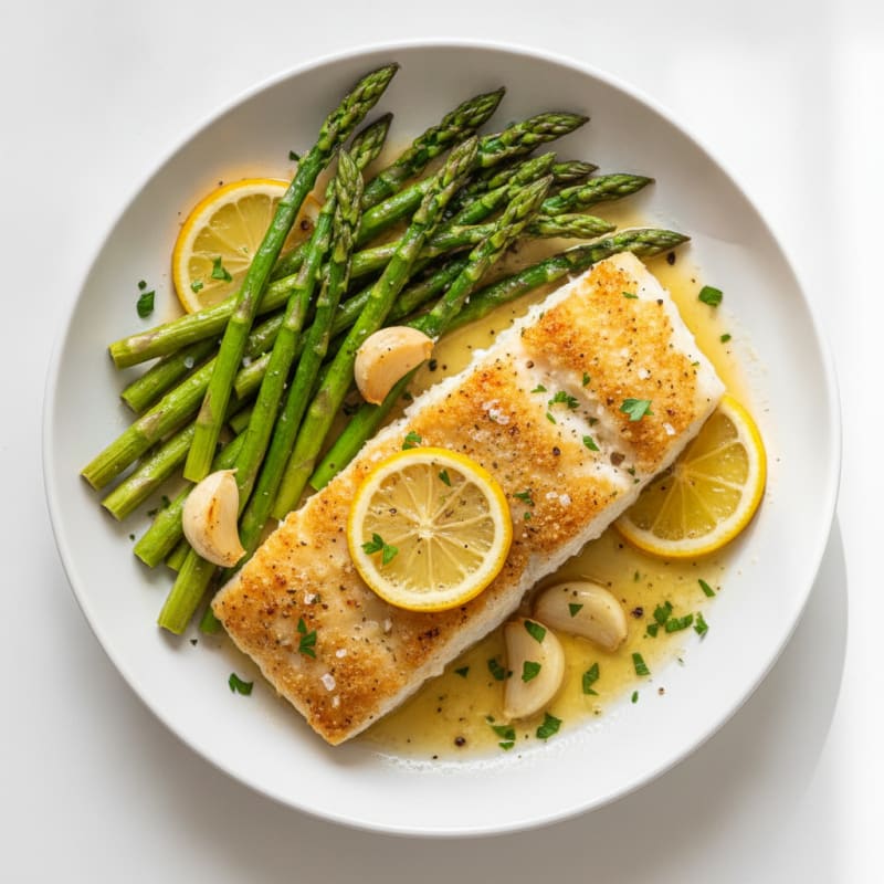 Lemon Herb Baked Cod with Asparagus