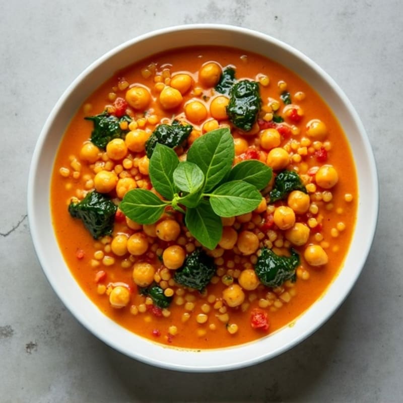 Creamy Red Lentil Curry with Fresh Spinach