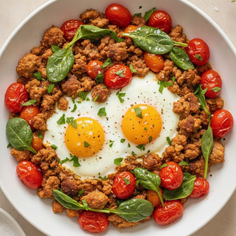 Protein-Packed Baked Eggs with Roasted Tomatoes
