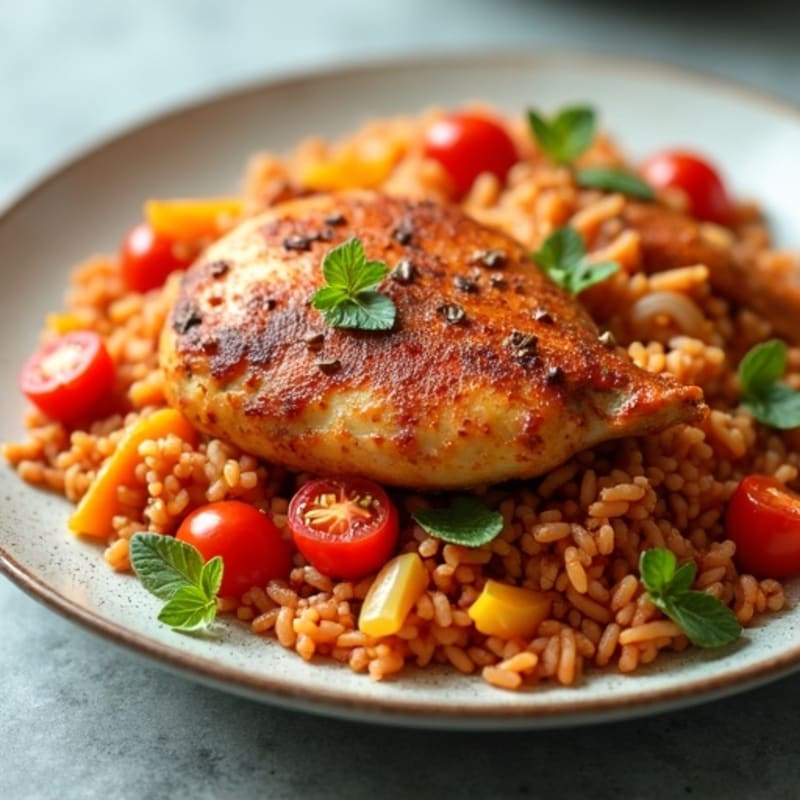 Spiced Chicken with Rich Tomato-Pepper Rice