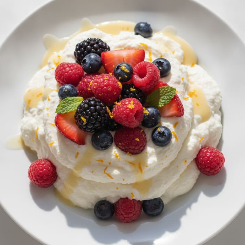 Greek Yogurt Protein Mousse with Mixed Berries