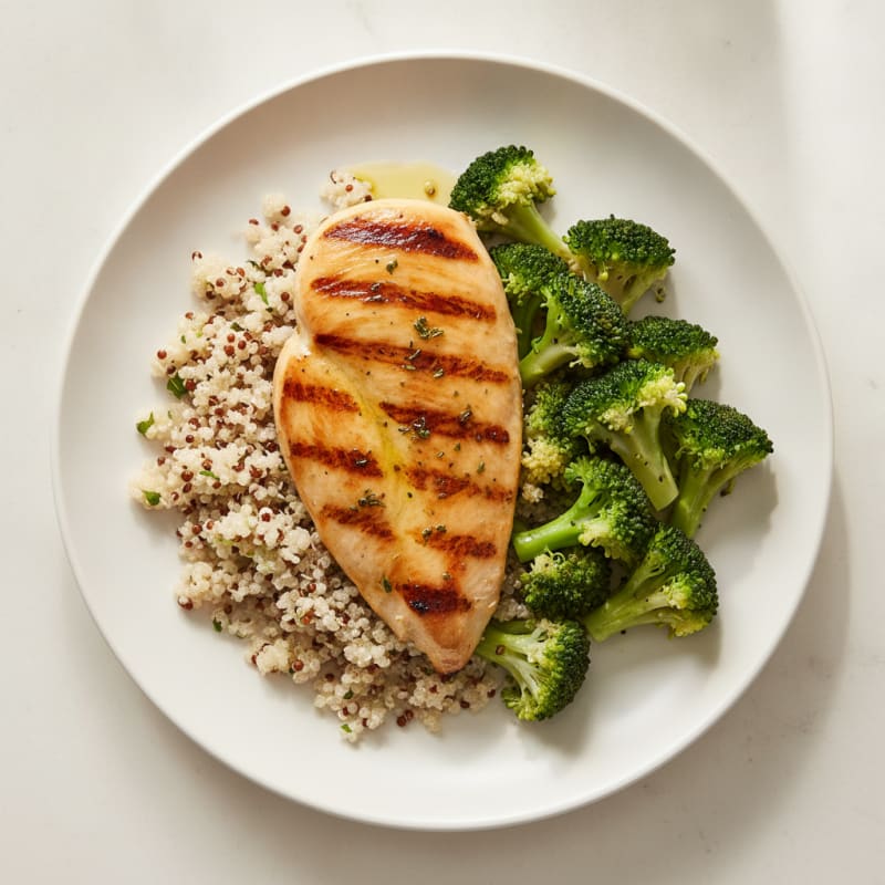 Grilled Chicken Breast with Quinoa and Steamed Broccoli
