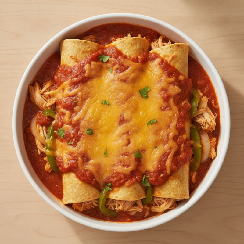 Chicken and Cheese Enchiladas with Red Sauce