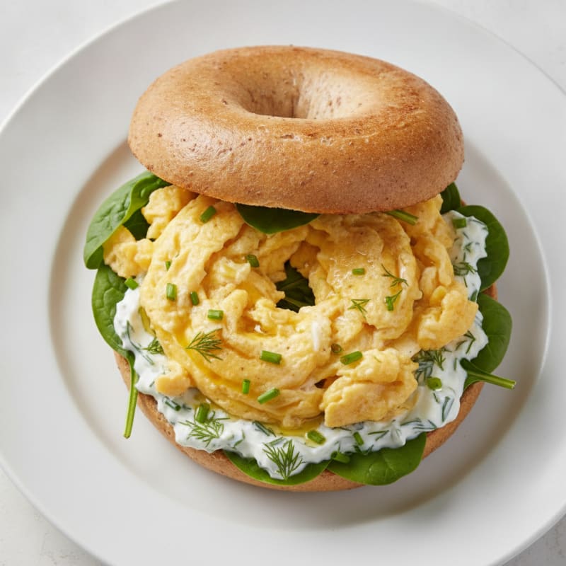 Egg and Greek Yogurt Bagel Sandwich