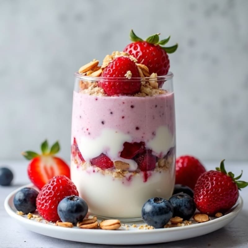 Greek Yogurt Protein Parfait with Mixed Berries and Almonds