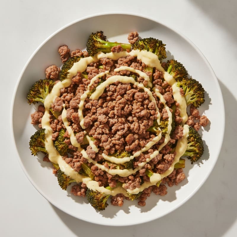 Lean Ground Beef and Roasted Broccoli Bowl
