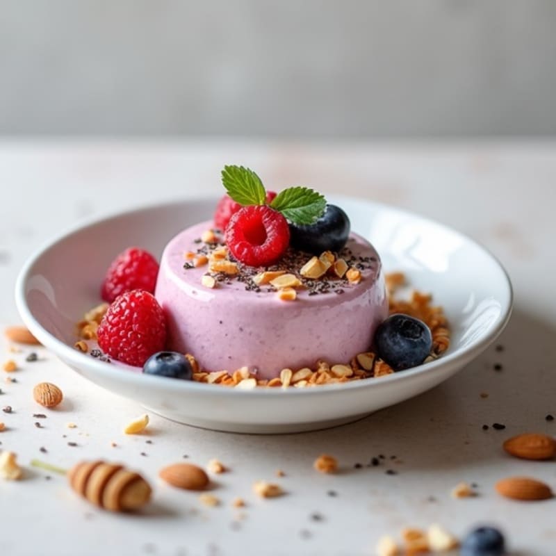 Greek Yogurt Protein Mousse with Mixed Berries
