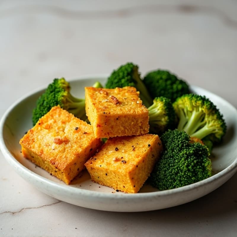Crispy Baked Tofu with Garlic Roasted Broccoli