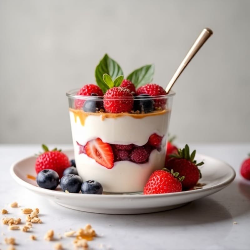 Greek Yogurt Protein Parfait with Berries and Almond Butter