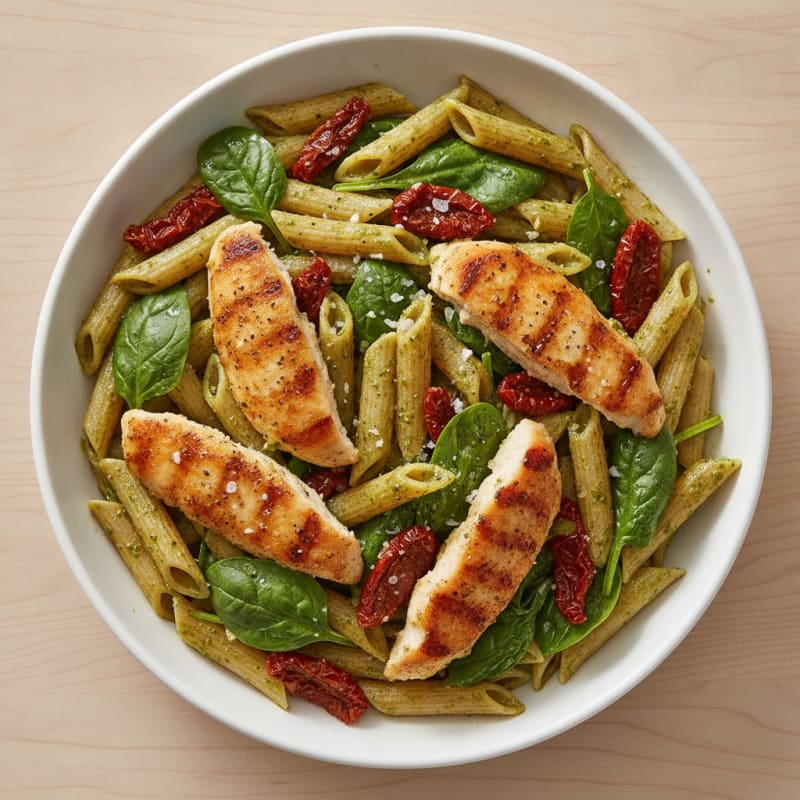 Pesto Chicken Pasta with Sun-Dried Tomatoes