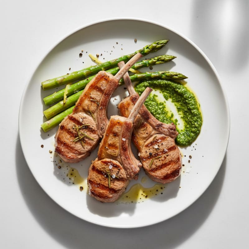 Grilled Herb Lamb Chops with Mint Sauce