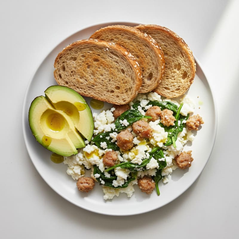 Egg White and Turkey Sausage Scramble with Spinach