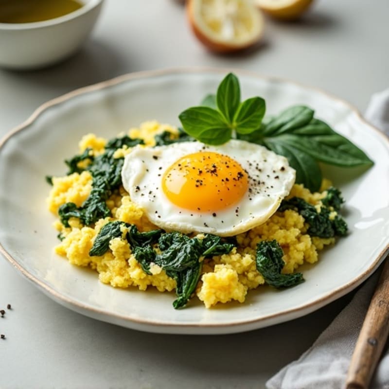 Fluffy Spinach and Feta Egg White Scramble