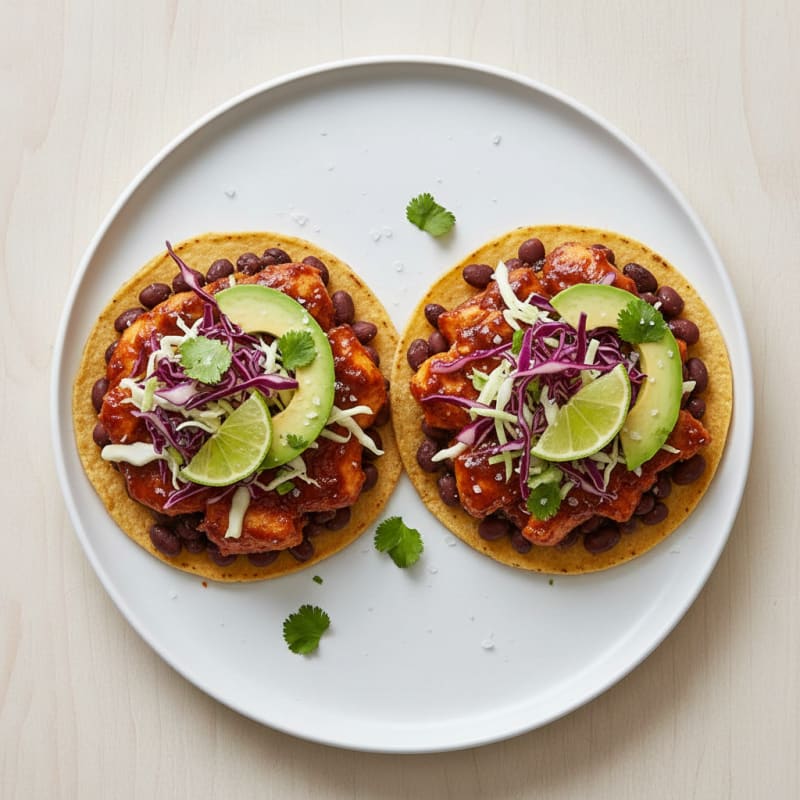 Smoky Chipotle Chicken and Black Bean Tostadas