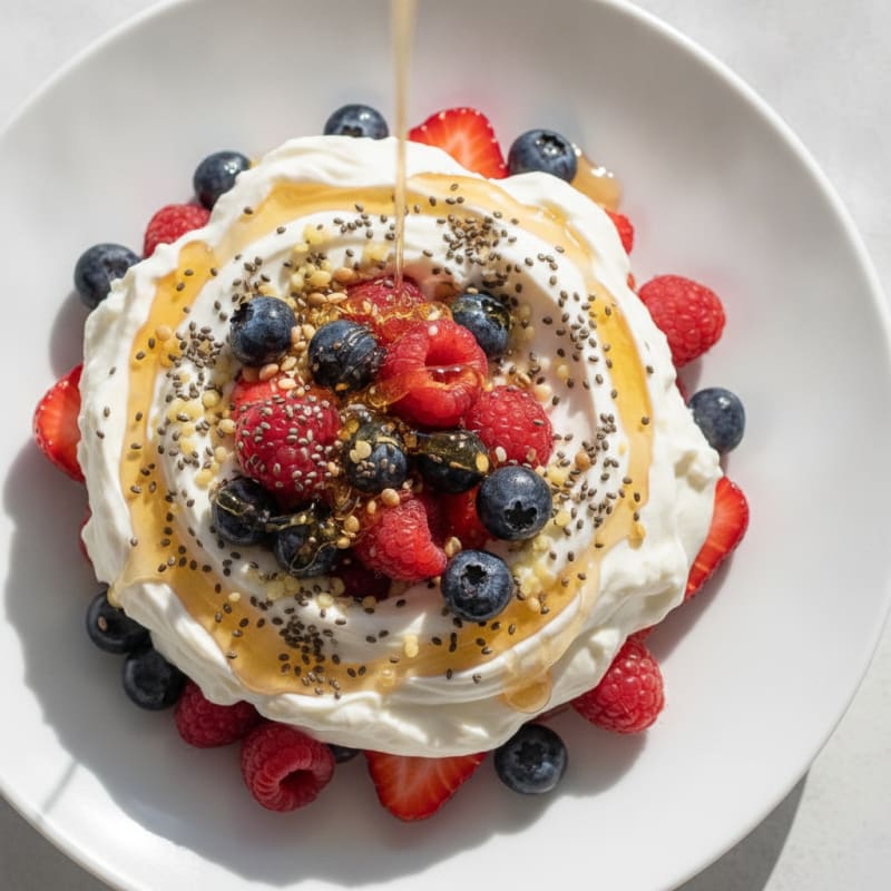Greek Yogurt Parfait with Mixed Berries and Chia Seeds