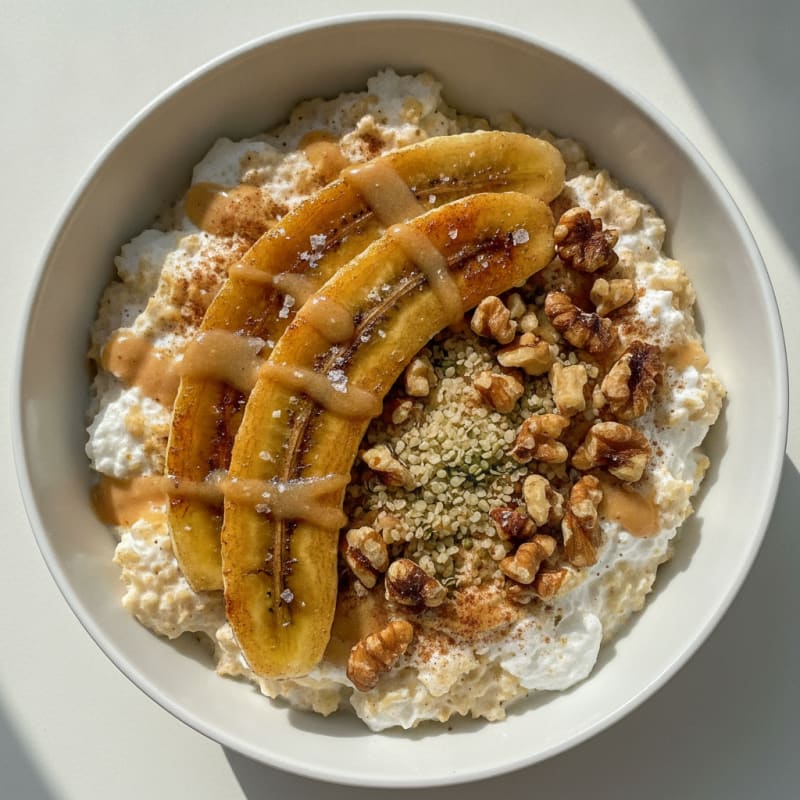 Banana Oatmeal with Toasted Nuts