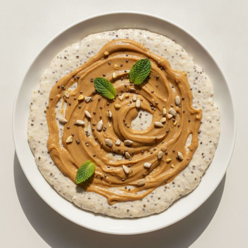 Creamy Vanilla Protein Pudding with Sunflower Seed Butter