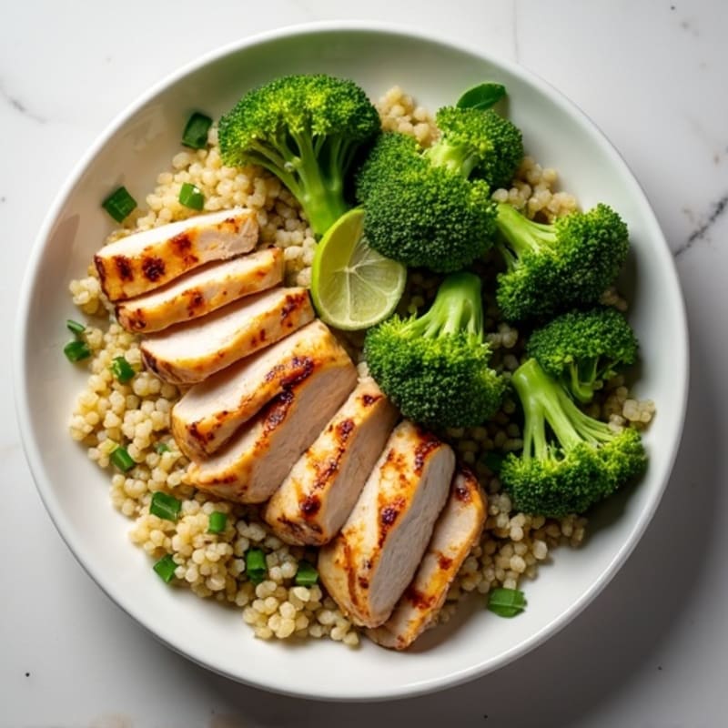 Grilled Chicken and Quinoa Salad with Roasted Broccoli